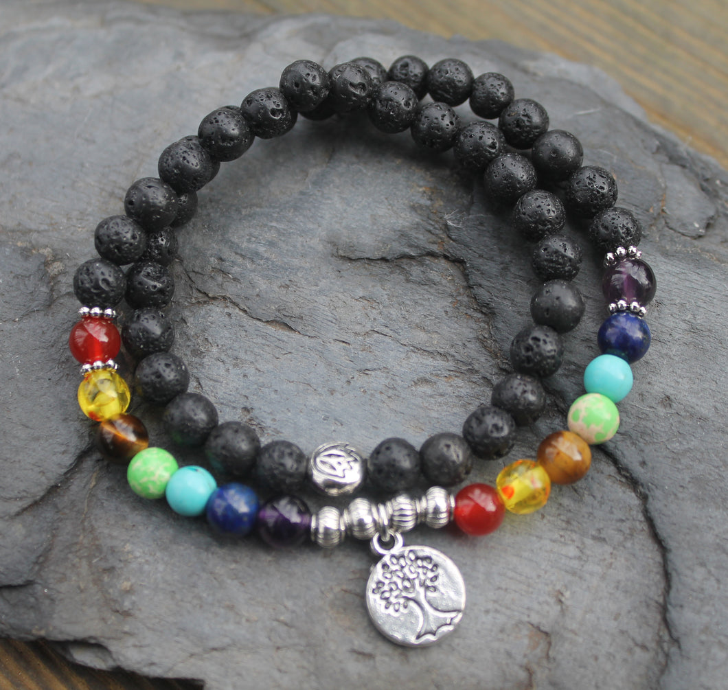 Lava Stone Bead Rainbow Bracelet